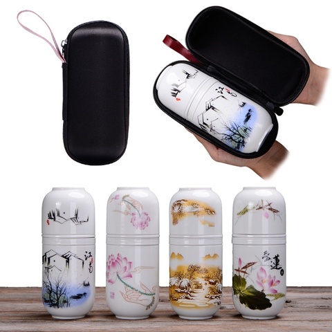 Chinese Style Portable Travel Tableware Ceramic Gaiwan  Tea Set ► Photo 1/6