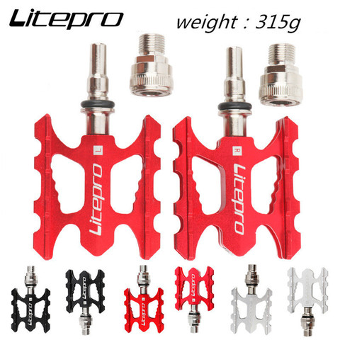 Litepro Quick Release Folding Bike Pedal Ultra-light Aluminum Alloy MTB Road Bike Non-slip For Brompton Fnhon Bicycle Pedal ► Photo 1/6