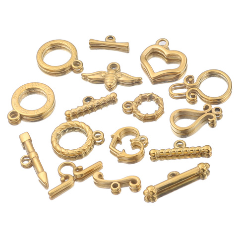 4 Sets Gold Stainless One-piece Casting Steel Toggle Clasps Connectors for Bracelet Necklace Chunky OT Clasp DIY Jewelry Making ► Photo 1/6