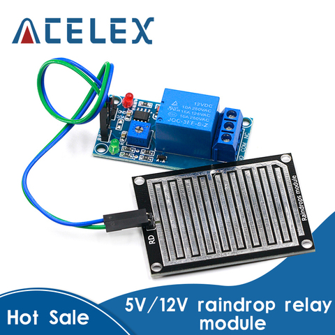 Rain water sensor module + DC 5V 12 Relay Control Module Rain Sensor Water Raindrops Detection Module for Arduino robot kit ► Photo 1/6