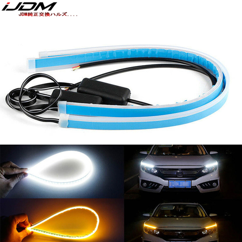 iJDM 12-24 Inch Xenon White LED DRL & Amber yellow LED Sequential Flash Strip Lights For Car Headlight Retrofit Docoration 12V ► Photo 1/6