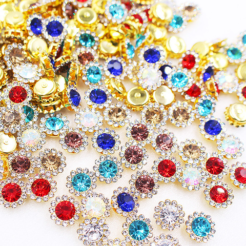 Claw Rhinestones Mix Color Sun Flower Flatback Sewing Rhinestones Shiny Crystals Stones Gold Base Sew On Rhinestones For Clothes ► Photo 1/6