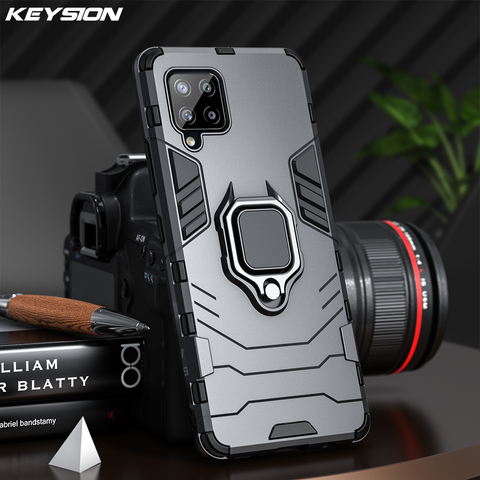 KEYSION Shockproof Armor Case for Samsung A12 A42 A32 5G Ring Stand Bumper Silicone Phone Back Cover for Galaxy A02S M01 Core ► Photo 1/6