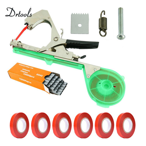 Drtools New High Quality Plant Branch Hand Tying Staples +Tapener +TapesBinding Machine Flower Vegetable Garden tapetool 1set ► Photo 1/6