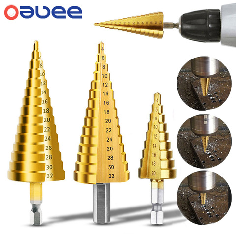 Drill Bit HSS Titanium Coated Step Drill Wood Set Power Tools for Metal High Speed Steel Hole Cutter Step Cone Center Drills ► Photo 1/6