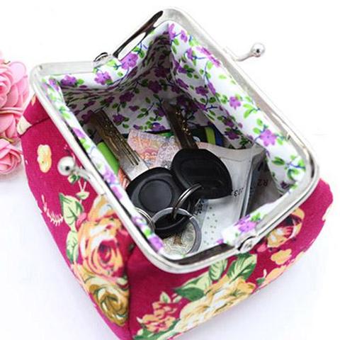 2022 Fashion Vintage Floral Buckle Women Wallet Dumpling Shape Elegant Lady Retro Clutch Hasp Canvas Bag Mini Coin Purse ► Photo 1/6