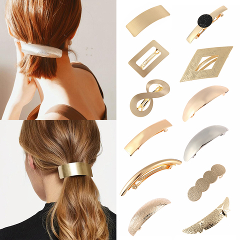 New Hot Women's Fashion Alloy Hair Clips Geometric Horsetail Headwear Girls Hairpins Barrettes Ponytail Holder Hair Accessories ► Photo 1/6