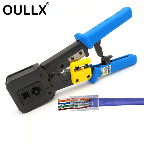OULLX EZ RJ45 Crimper Hand Network Tools Pliers RJ12 cat5 cat6 8p8c Cable Stripper Pressing Clamp Tongs Clip Multi Function ► Photo 1/6
