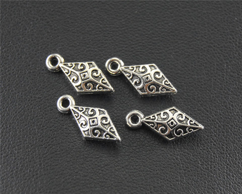 50pcs  Silver Color rhombus shape drop Charm Pendant DIY Necklace Bracelet Bangle Findings 5x14mm A1481 ► Photo 1/2