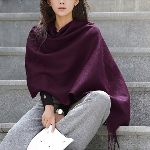 100% Wool Scarf Women 300g Thickening Cashmere Shawl Fashion Winter Female Pashmina Scarves Oversized Keep Warm ► Photo 1/6