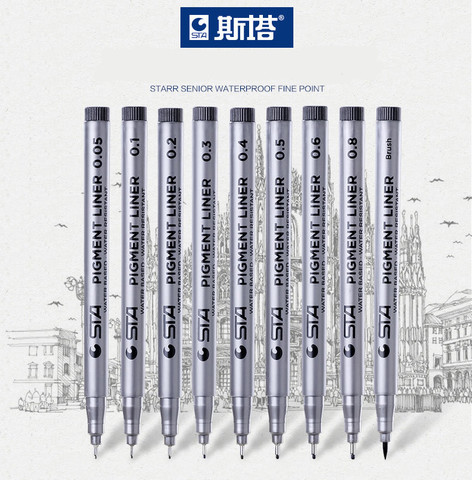 STA 8050 Needle Pen Ink Pen 0.05/0.1/0.2/0.3/0.4/0.5/0.6/0.8/Brush Drawing Sketching Pigment Liner Pigma Waterproof Fine Point ► Photo 1/6