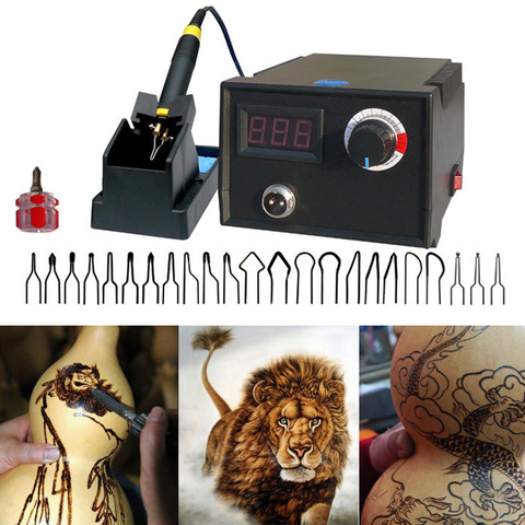 Wood Burner Adjustable Temperature Digital Display Pyrography Machine Pyrography Pen Burning Machine Gourd Crafts Tool Set ► Photo 1/6