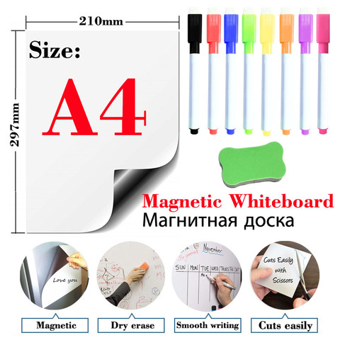 Magnetic soft whiteboard refrigerator stickers erasable memo message board office teaching practice writing board door stickers ► Photo 1/6
