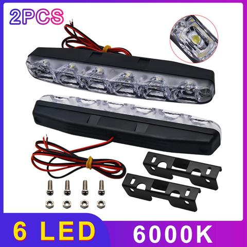 2pcs 6 LEDs Car Daytime Running Lights Car-styling DRL DC 12V 6000K Automobile light Source Super Bright Waterproof Dropshipping ► Photo 1/6