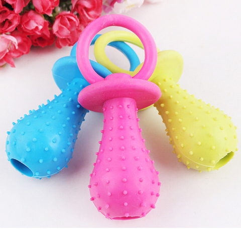 Pacifier Rubber Toys for Dogs Pet Cat Puppy Chew Toys Pets Dogs Pets Products Dog Games Sound Squeaker 4x9.5cm ► Photo 1/6