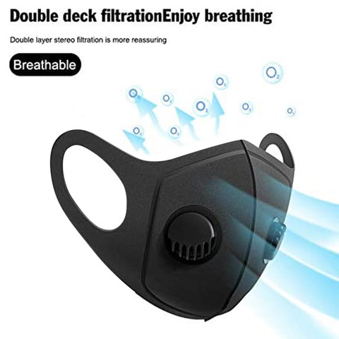 1pc Adult Reusable Dustproof Mask Unisex Solid Color Mask With Valve Men/women Windproof Breathable Mouth Cover Mascarilla ► Photo 1/6