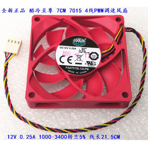 Original Cooler Master DC12V 0.25A 7015 70*70*15MM 70MM Cooling Fan FA07015L12LPB AMD CPU Cooling Fan 4PIN PWM 1000-3400RPM ► Photo 1/4