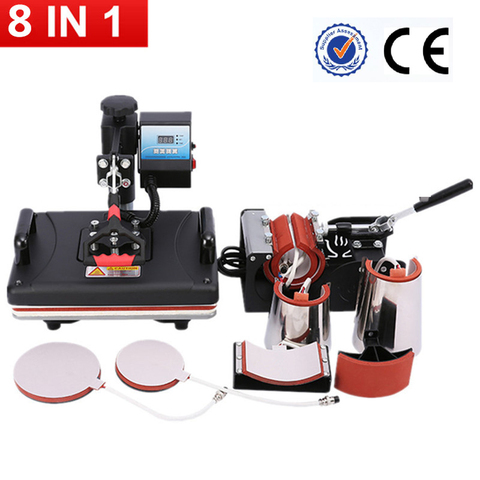 8 in 1 Combo Heat press Machine Sublimation Printer Heat Transfer Machine for Cap Mug Plate T Shirts Bottle CE Approved ► Photo 1/6
