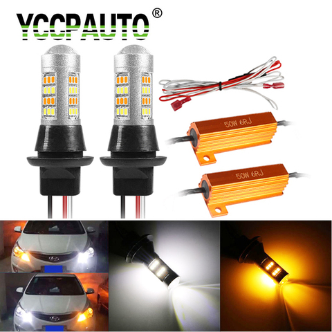 YCCPAUTO 2Pcs 1156 Dual Color Bulbs W21W PY21W P21W LED Turn Signal Light DRL Canbus No Error 1157 Ba15s White Amber ► Photo 1/6