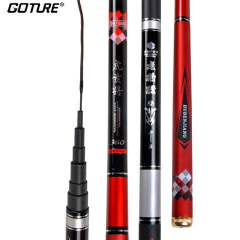Goture 1/9 Power Telescopic Fishing Rod Carbon Fiber 3.6m3.9m 4.5m 5.4m 6.3m Superhard Hand Pole Tenkara Carp Stream Fishing Rod ► Photo 1/6