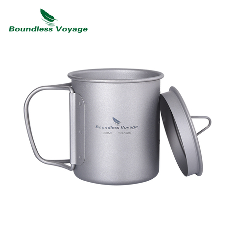 Boundless Voyage Titanium Cup Coffee Cup with Lid Outdoor Camping Ultralight Water Mug Tea Mug 200ml Ti15141A ► Photo 1/6