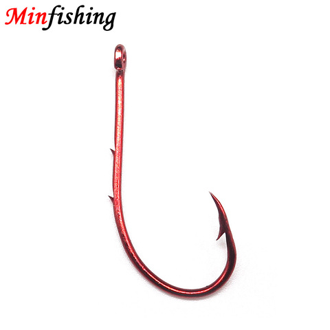 Minfishing 50 pcs/lot Red Covering Double barbed Fishing Hook High Carbon Steel Baithhold Hook River Carp Fishing Hooks ► Photo 1/1
