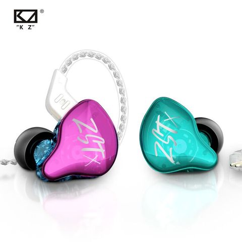KZ ZSTX Headset 1BA+1DD drivers Hybrid HIFI Bass Earbuds In-Ear Monitor Noise Cancelling Sport Earphones Silver plated cable ► Photo 1/6