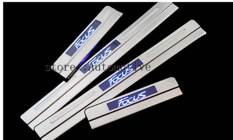 Car Styling for Ford Focus 2 mk2 accessories 2005 2006-2009 2011 stianlesssteel LED  door sill protector scuff plate sills guard ► Photo 1/1