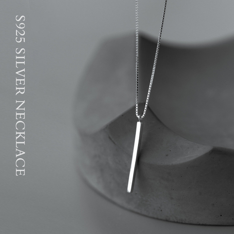Modian Minimalist Sterling Silver 925 Geometric Long Stick Pendant Necklace for Women Gift Box Chain Korea Style Fine Jewelry ► Photo 1/5