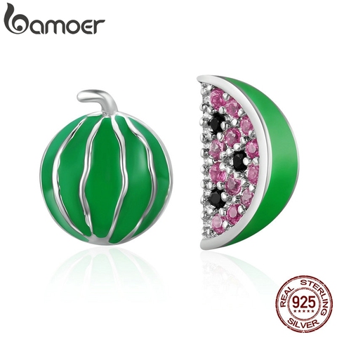 BAMOER Trendy New 925 Sterling Silver Exquisite Watermelon Fruits Stud Earrings for Women Sterling Silver Jewelry Bijoux SCE105 ► Photo 1/6