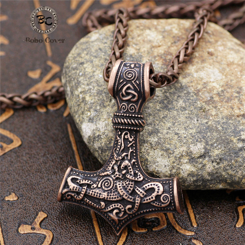 dropshipping Thor hammer Mjolnir Vikings Necklaces Men Amulet Scandinavian Male Pendant with stainless steel chain Norse Jewelry ► Photo 1/6