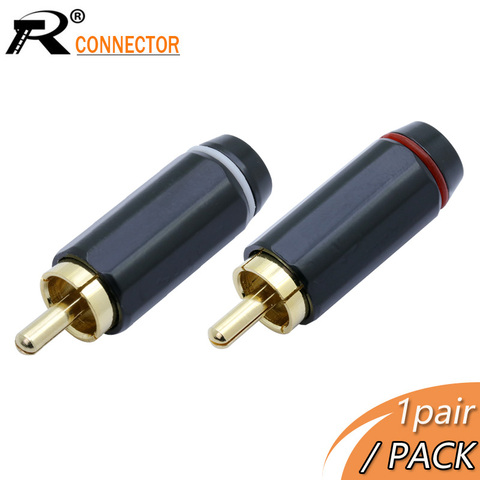 R Connector 1pair/2pcs High Quality RCA Connector Gold Plated RCA Male Plug Speaker Jack Plug RCA Cable Wire Connector ► Photo 1/6