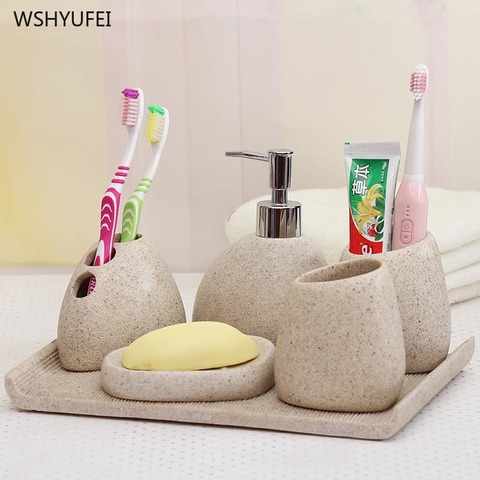 WSHYUFEI Creative Resin bathroom Set home bathroom Supplies European-style simple Kit new wedding Wash set ornaments ► Photo 1/6