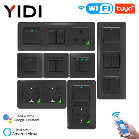 Tuya WiFi Smart Light Wall Switch Socket Outlet Push Button DE EU Smart Life Wireless Remote Control Work with Alexa Google Home ► Photo 1/6