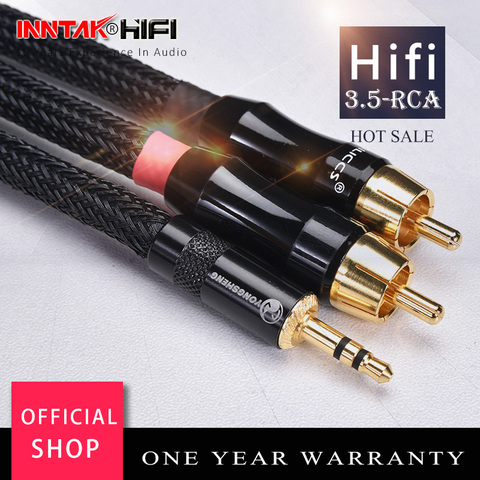 HIFI 4N-OFC 3.5mm To 2 RCA Audio Cable / 0.5m 1m 1.5m 2m 3m ► Photo 1/6