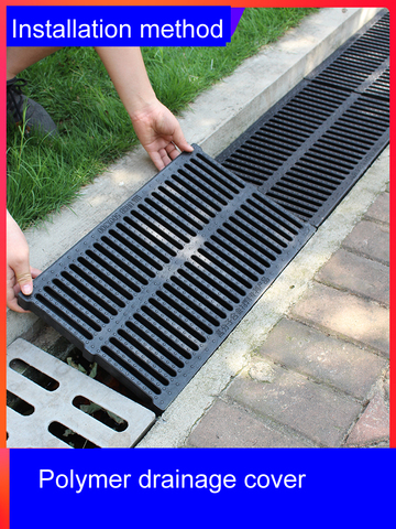 High strength Resin plastic kitchen sewage ditch drainage sewer trench plate grid rainwater grate rectangular manhole cover ► Photo 1/6
