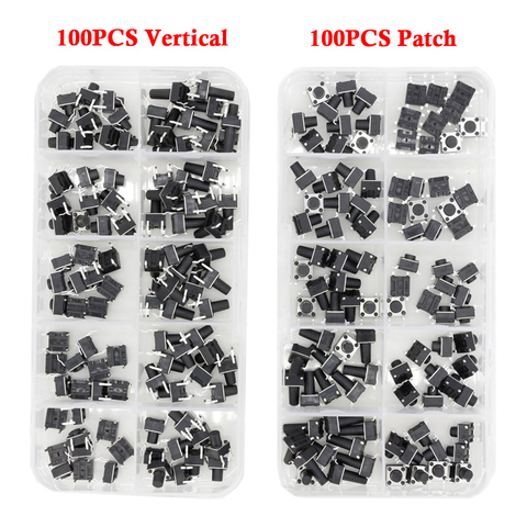 100 PCS Tact Switch 4-legged vertical / patch 6*6*4.1/4.3/5/6/6.5/7.5/8/9.3/10.5/12mm Micro Push Button Switch Key Switch ► Photo 1/5