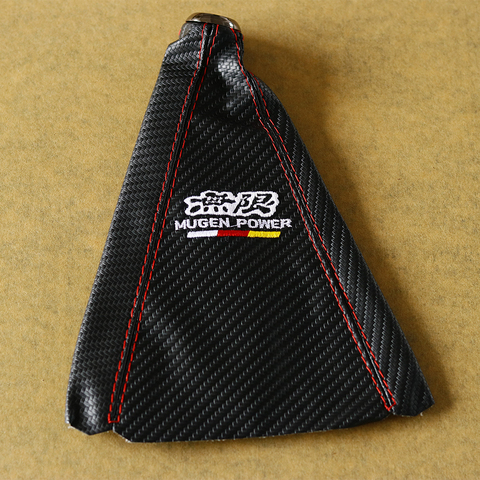 jdm MUGEN Carbon Fiber Look Shift Knob Boot Cover Shift Lever Collars With Red Stitching ► Photo 1/6