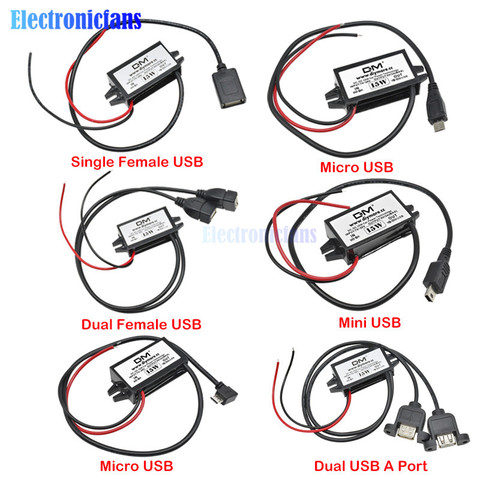 DC-DC 12V to 5V Step-down Buck Converter Module USB Converter Mini USB Car Power Output Adapter Low Heat 96% Conversion ► Photo 1/6