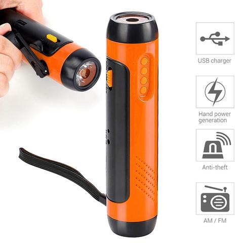 Portable LED Flashlight Hand Crank Dynamo Torch Lantern