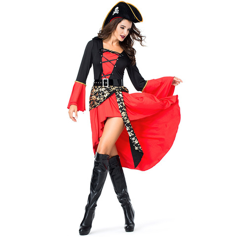 Sexy Adult Female Caribbean Jack Sparrow Pirate costume Halloween Carnival Party Captain Pirate Cosplay Dress ► Photo 1/6