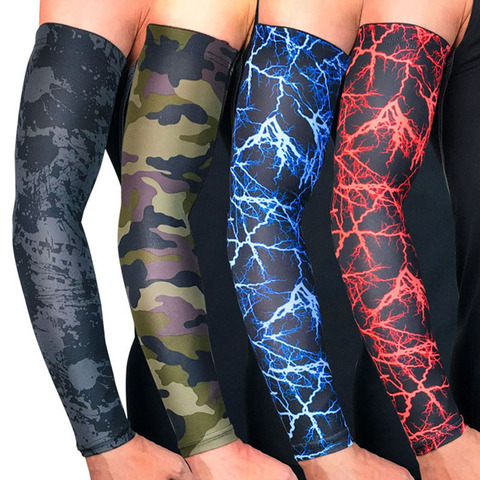 1Pcs Lightning Pattern Sports Arm Guard Basketball Volleyball Arm Sleeves Armband Sport Elastic Elbow Pads Arm Warmers 8 Colors ► Photo 1/5