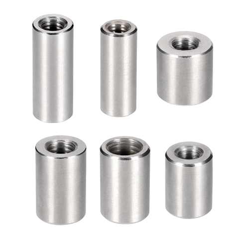 uxcell 5-20pcs M3 M6 M8 M10 M12 M14 Round Connector Nuts Sleeve Rod bar Stud Nut Stainless steel 304 Female thread round rod ► Photo 1/1