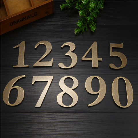 3D Metal Digits Number Plate Plaque Sign Sticker With Self-adhesive Door Waterproof Imitation Copper House Number Door Address ► Photo 1/3