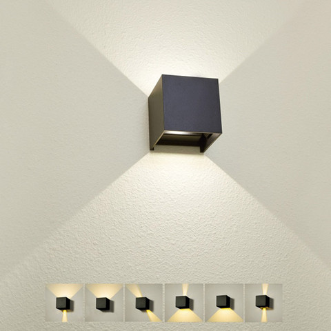 Free Shipping Up And Down Waterproof IP65 Cube 12W LED Wall Lamp Aluminum Adjustable Decoration Wall Mounted Garden Porch Light ► Photo 1/6