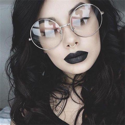 Oversized Clear Round Glasses Silver Metal Frame Vintage Big Circle Glasses Brand Designer Huge Big Nerd Eyeglasses Women ► Photo 1/6