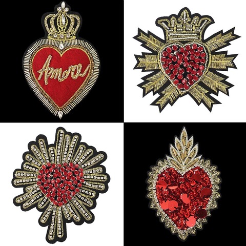 new Crown clothing patch Rhinestone handmade Explosive heart DIY embroidered patches Sew On clothes backpack hat badge CZ5678 ► Photo 1/6