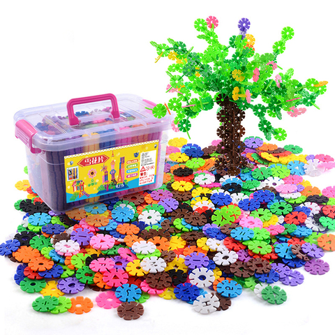 300-1000pcs Plastic Snowflake Interconnecting Blocks Building & Construction Toys Children 3D Puzzle Kindergarten Baby Game Toy ► Photo 1/5
