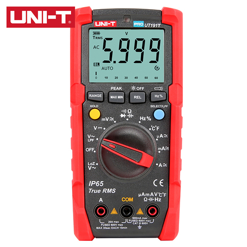 UNI-T UT191E/UT191T True RMS Professional Multimeter CAT III 600V  IP65 2m Drop Proof Auto Backlight 20A Current Measurement ► Photo 1/5