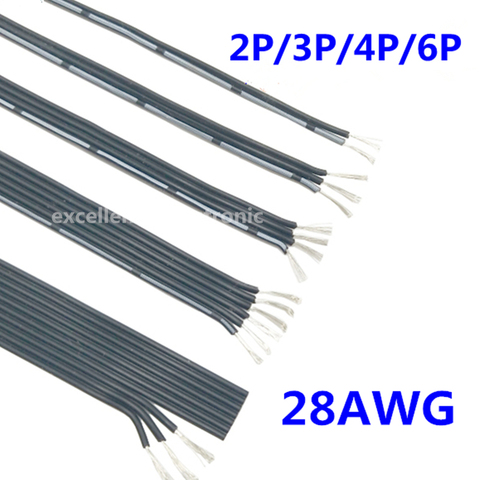 High temperature soft parallel line super soft 28AWG silicone cable 2p 3p 4p 6p Parallel line black electric wire ► Photo 1/3